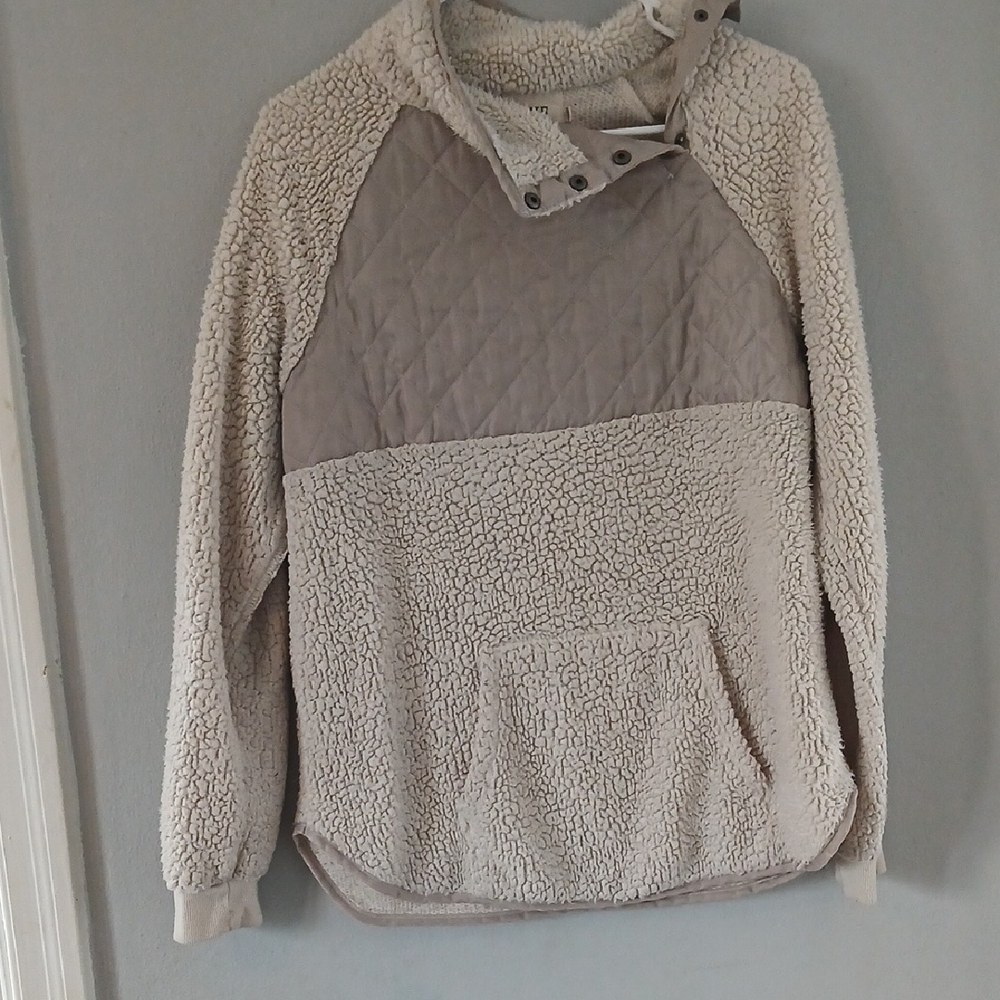 BKE Cream and Gray Cowl Neck Sweater